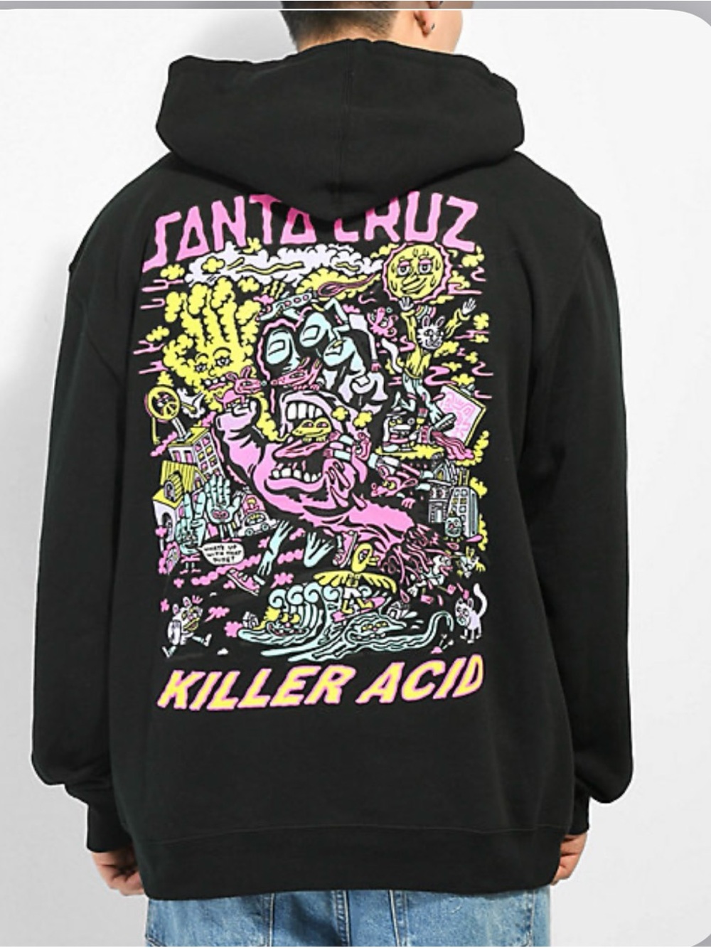 Killer Acid x Santa Cruz Killer Hand Black Zip Hoodie Size Large